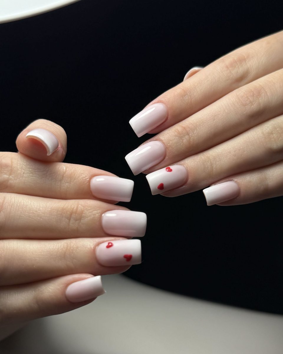 Manicure w odcieniu mlecznego różu wykonany w Beauty Room w Będzinie
